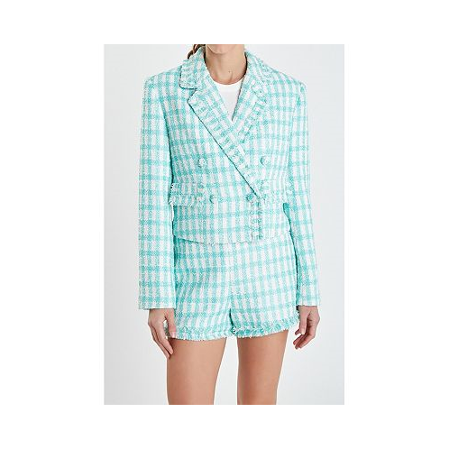 English Factory Womens Textured Double Breasted Blazer