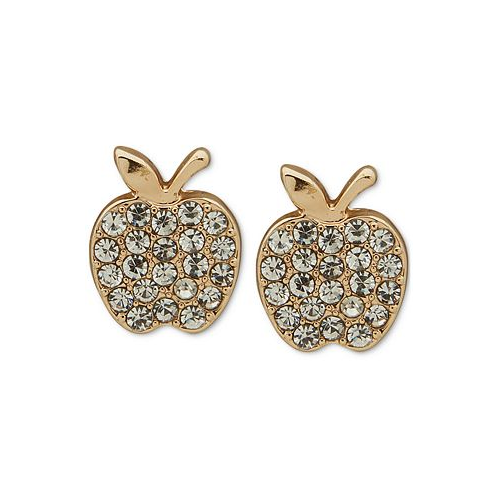 DKNY Gold-Tone Pave Crystal Apple Stud Earrings