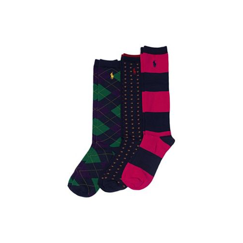 Polo Ralph Lauren Big Girls Argyle Knee High 3 Pack Socks