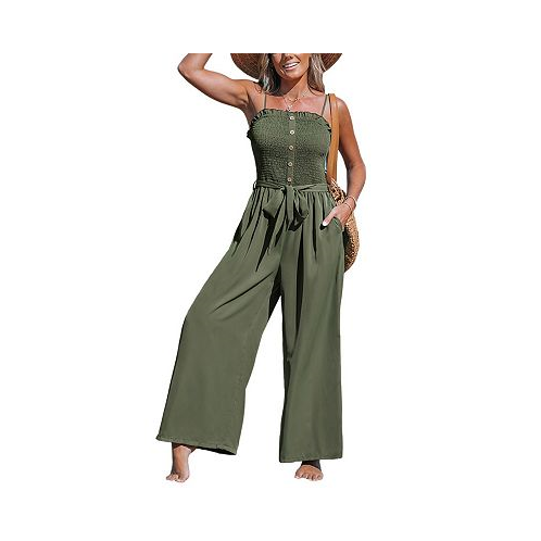 CUPSHE Womens Olive Square Neck Straight Leg Jumpsuit