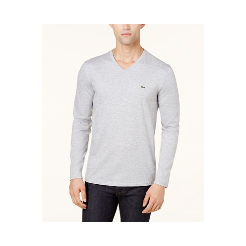 Lacoste Mens V-Neck Casual Long Sleeve Jersey T-Shirt