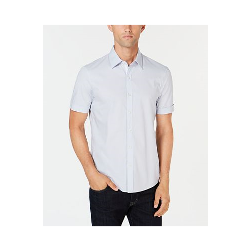 Michael Kors Mens Solid Stretch Button-Front Shirt