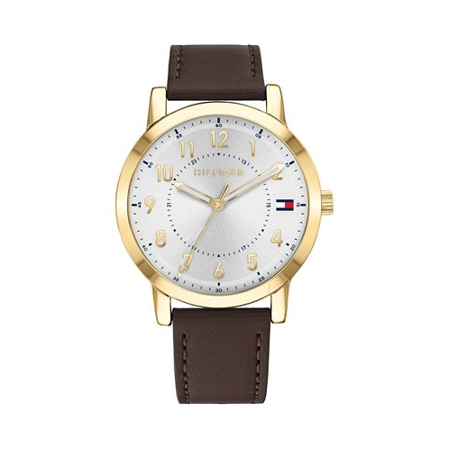 Tommy Hilfiger Mens Brown Leather Strap Watch 42mm