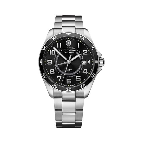 Victorinox Mens FieldForce Classic GMT Stainless Steel Bracelet Watch 42mm
