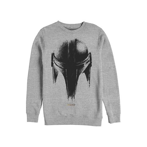 Fifth Sun Mens Star Wars Mandalorian Sketch Helm Crew Fleece Pullover T-shirt