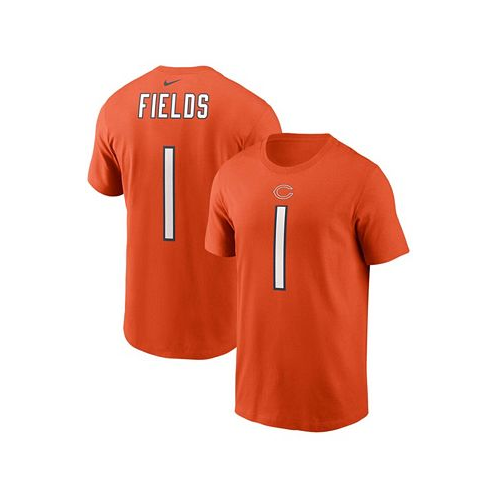 Nike Mens Justin Fields Orange Chicago Bears 2021 NFL Draft First Round Pick Player Name and Number T-shirt