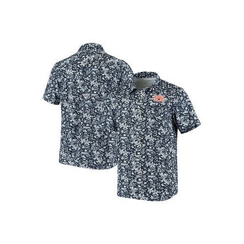 Columbia Mens Navy Auburn Tigers Super Slack Tide Button-Up Shirt