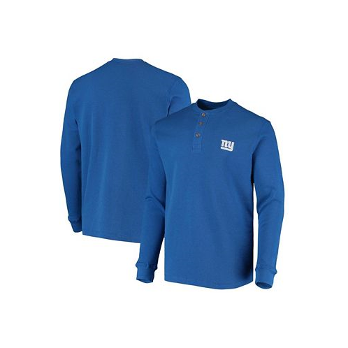 Dunbrooke Mens Royal New York Giants Maverick Thermal Henley Long Sleeve T-shirt