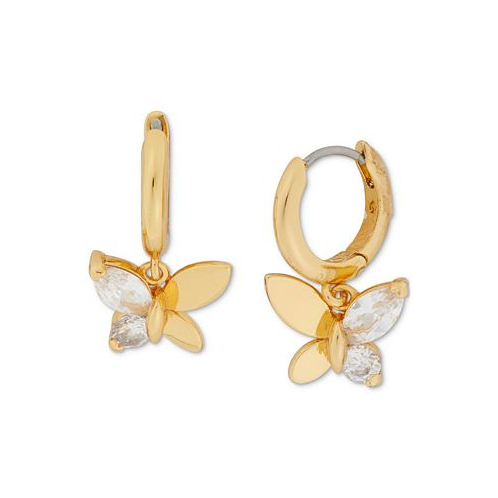 Kate spade new york Gold-Tone Crystal Social Butterfly Huggie Hoop Earrings 0.75