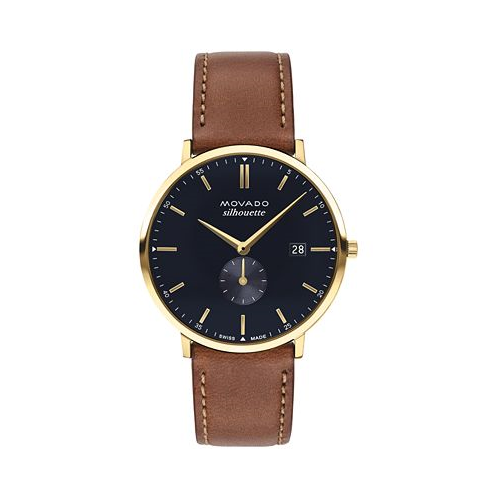Movado Mens Heritage Tan Genuine Leather Strap Watch 40mm