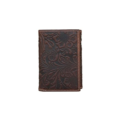 Lucky Brand Mens Western Embossed Leather Trifold Wallet
