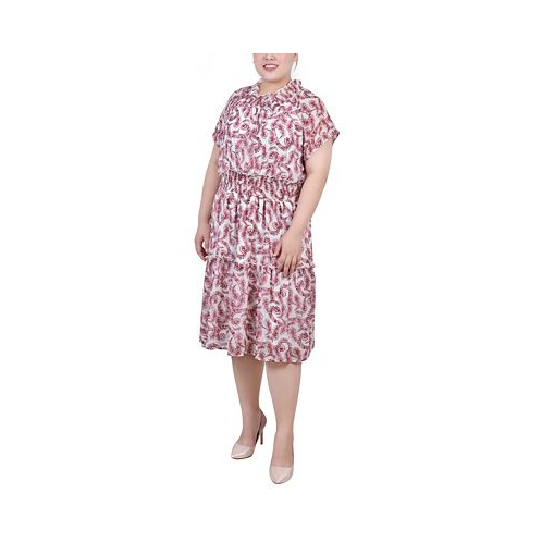 NY Collection Plus Size Short Sleeve Smocked Waist Dress