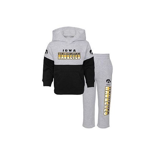 Outerstuff Toddler Boys and Girls Heather Gray Black Iowa Hawkeyes Playmaker Pullover Hoodie and Pants Set