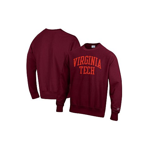 Champion Mens Maroon Virginia Tech Hokies Arch Reverse Weave Pullover Sweatshirt
