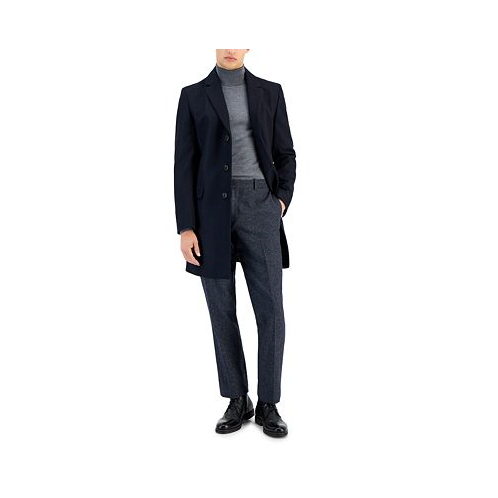 HUGO Mens Slim-Fit Migor Dark Blue Overcoat