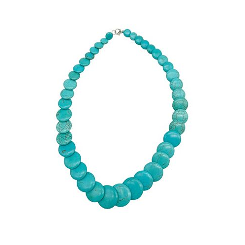 ADORNIA 17-19 Adjustable Silver Plated Scalloped Turquoise Necklace