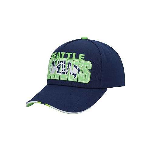 Outerstuff Big Boys and Girls College Navy Seattle Seahawks On Trend Precurved A-Frame Snapback Hat