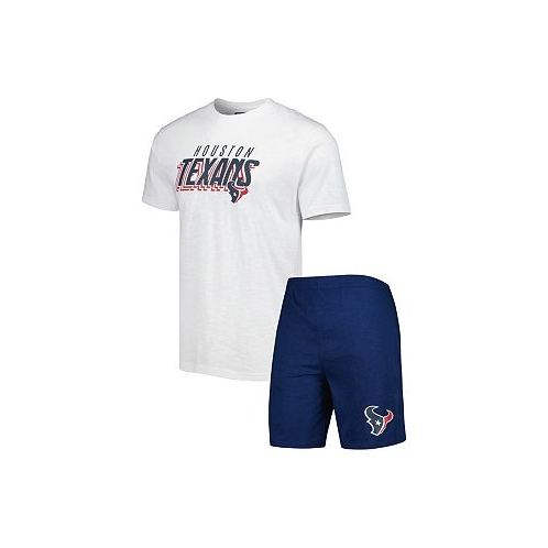 Concepts Sport Mens Navy White Houston Texans Downfield T-shirt and Shorts Sleep Set