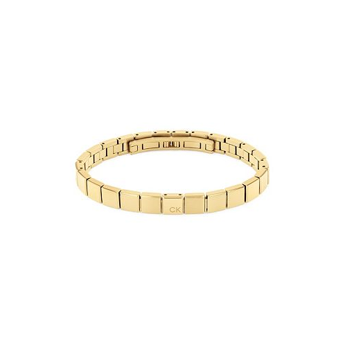 Calvin Klein Mens Gold-Tone Stainless Steel Square Bead Bracelet