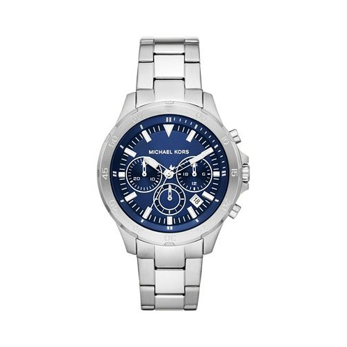 Michael Kors Mens Greyson Chronograph Silver-Tone Stainless Steel Watch 43mm