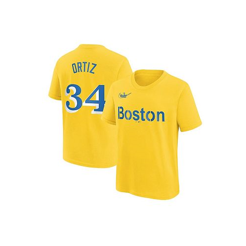 Nike Big Boys David Ortiz Gold Boston Red Sox City Connect Name and Number T-shirt