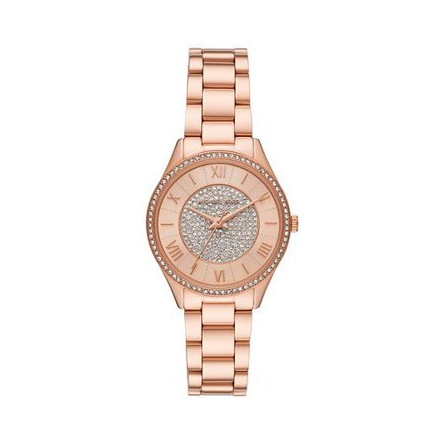 Michael Kors Womens Lauryn Three-Hand Rose Gold-Tone Stainless Steel Watch 33mm