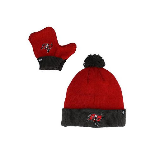 47 Brand Toddler Boys and Girls Red Pewter Tampa Bay Buccaneers Bam Bam Cuffed Knit Hat with Pom and Mittens Set