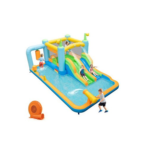 Costway Inflatable Water Slide Giant Kids Bounce House Park Splash Pool with 750W Blower