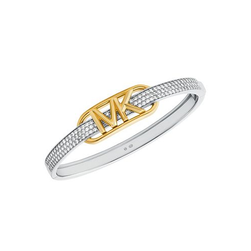 Michael Kors Two-Tone Sterling Silver Pave Empire Link Bangle