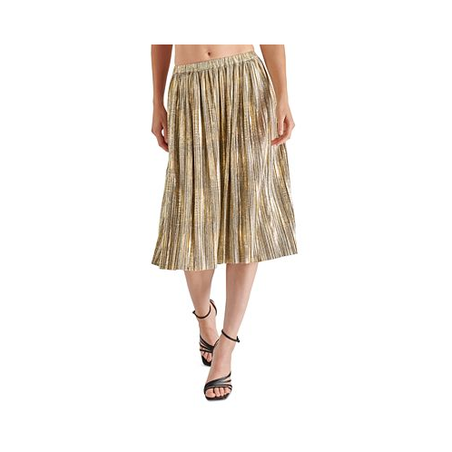 Steve Madden Womens Darcy Metallic-Foil-Knit Midi Skirt