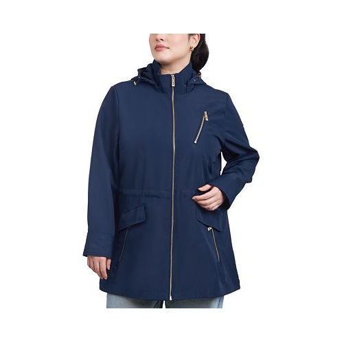 Michael Kors Womens Plus Size Hooded Water-Resistant Anorak Coat