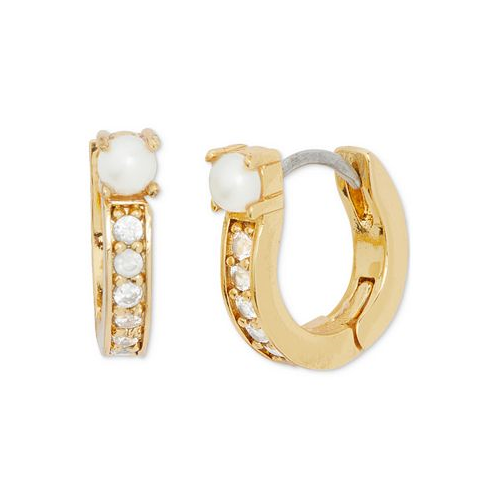 Kate spade new york Gold-Tone Extra-Small Pave & Imitation Pearl Huggie Hoop Earrings 0.47