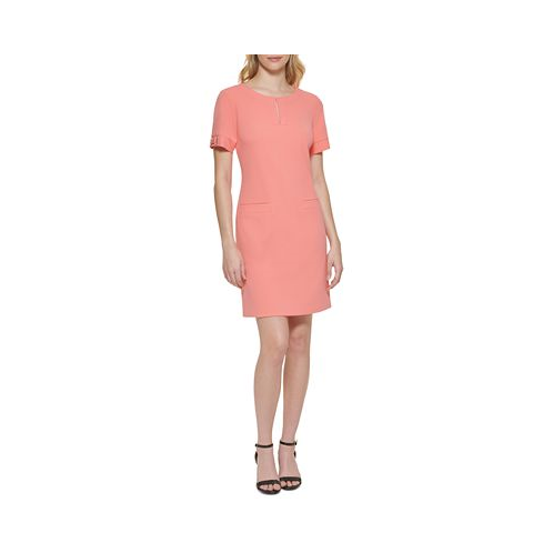 Tommy Hilfiger Womens Short-Sleeve Scuba-Crepe A-Line Dress