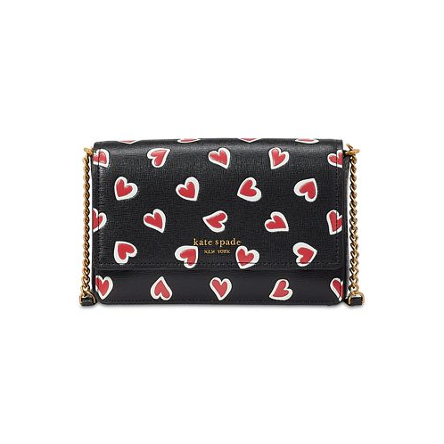 Kate spade new york Morgan Stencil Hearts Embossed Printed Saffiano Leather Flap Chain Wallet