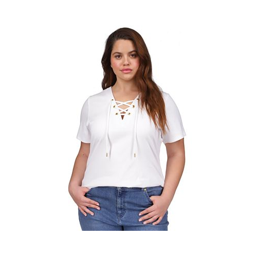 Michael Kors Plus Size Lace-Up Short-Sleeve T-Shirt
