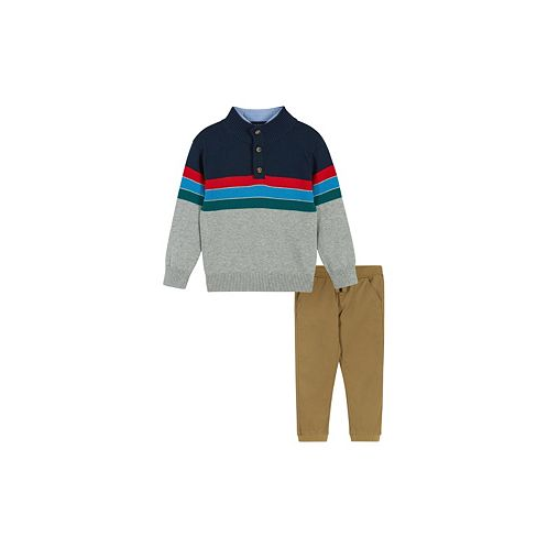 Andy & Evan Toddler/Child Boys Color blocked 1/4 Neck Sweater Set