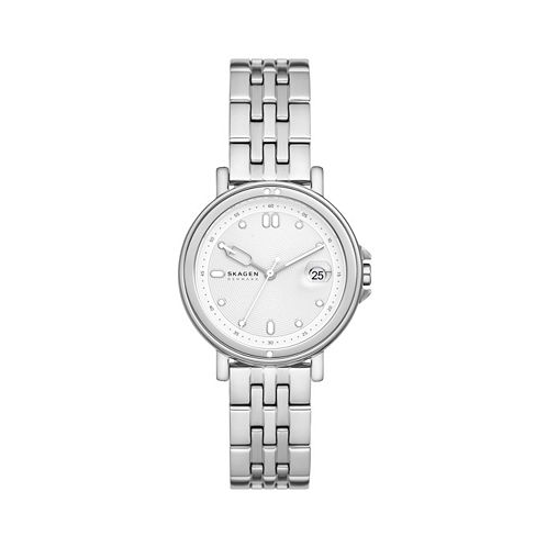 Skagen Womens Signatur Sport Lille Three Hand Date Silver-Tone Stainless Steel Watch 34mm