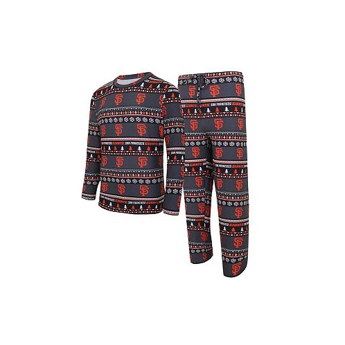 Concepts Sport Mens Black San Francisco Giants Knit Ugly Sweater Long Sleeve Top and Pants Set