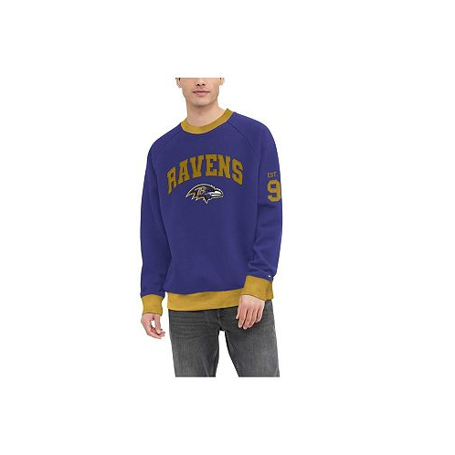 Tommy Hilfiger Mens Purple Baltimore Ravens Reese Raglan Tri-Blend Pullover Sweatshirt