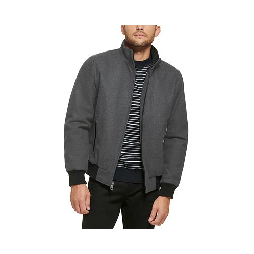 Calvin Klein Mens Wool Bomber Jacket With Knit Trim