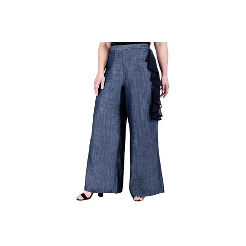 Standards & Practices Womens Plus Size Tencel Side Seam Ruffle Palazzo Pants