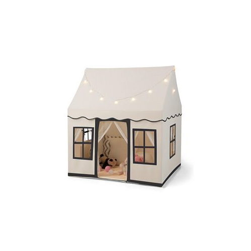 SUGIFT Toddler Large Playhouse with Star String Lights-Beige