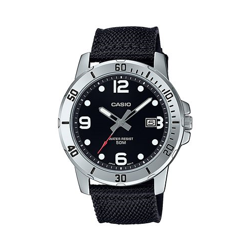 Casio Mens Black Cloth Strap Watch 45mm MTPVD01C-1BV