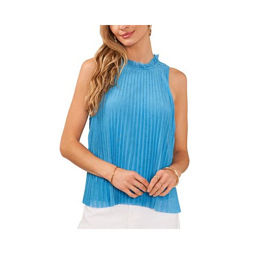 Vince Camuto Womens Pleated Ruffled Neck Top