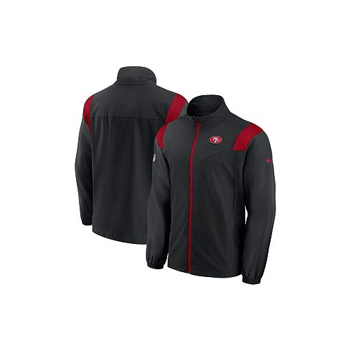 Nike Mens Black Scarlet San Francisco 49ers Sideline Woven Logo Full-Zip Jacket