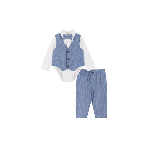 Andy & Evan Infant Boys Blue Four Piece Buttondown and Vest Set