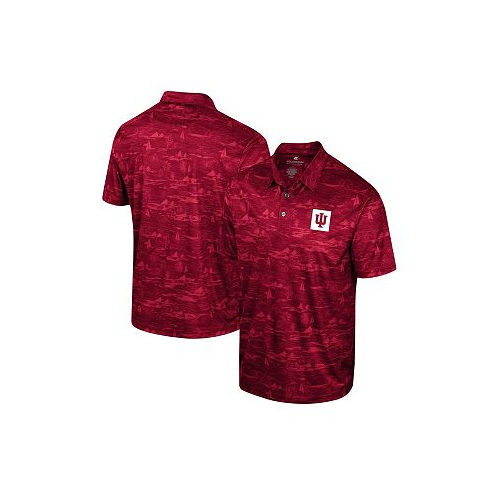Colosseum Mens Crimson Indiana Hoosiers Daly Print Polo Shirt