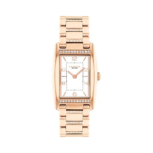 COACH Womens Reese Rose Gold-Tone Stainless Steel Crystal Watch 24mm