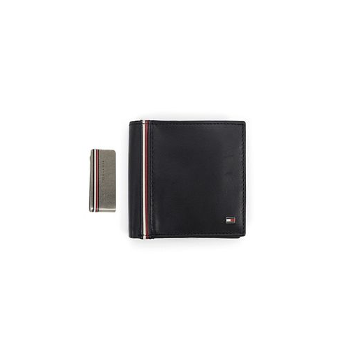 Tommy Hilfiger Mens RFID Global Striped Passcase Wallet and Money Clip Set