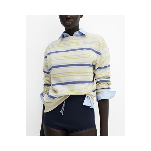 MANGO Womens Round-Neck Striped Sweater